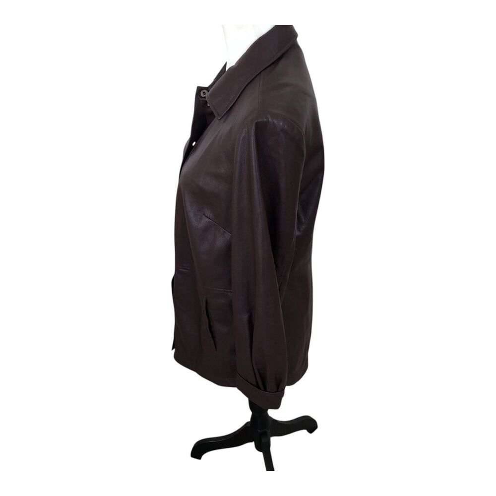 Chico's Chocolate Brown Corpcore Country Western Faux Leather Snap‎ Jacket  S - Picture 8 of 16